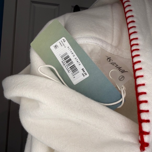 Altar'd State AS Revival Cream Apres Ski Embroidered Hoodie Whipstitch Size XXS - Picture 11 of 11